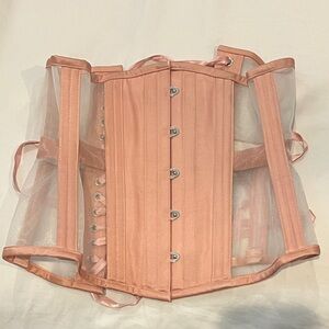 Dark Garden Light pink underbust Corset with Sheer Panels